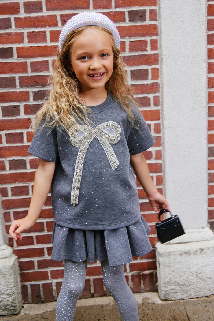 Lola + The Boys Sparkle Bow Charm Skirt Set
