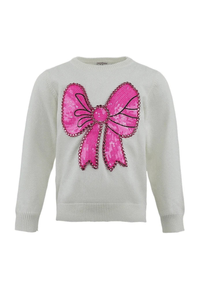 Lola + The Boys Pinky Big Bow Sweater