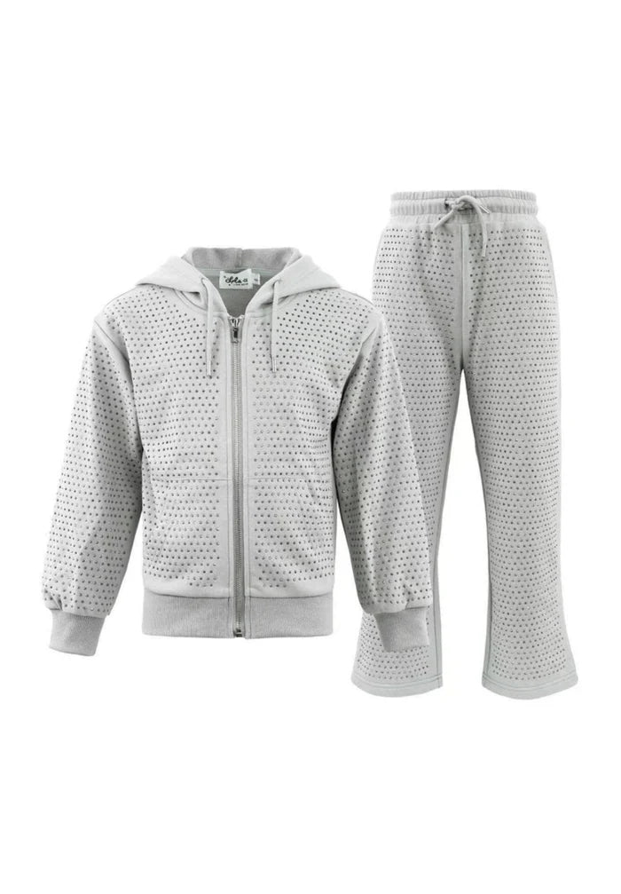 Lola + The Boys Grey Crystal Hoodie Set