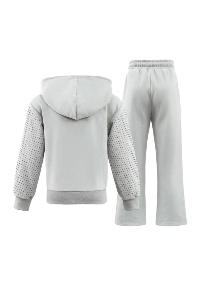 Lola + The Boys Grey Crystal Hoodie Set