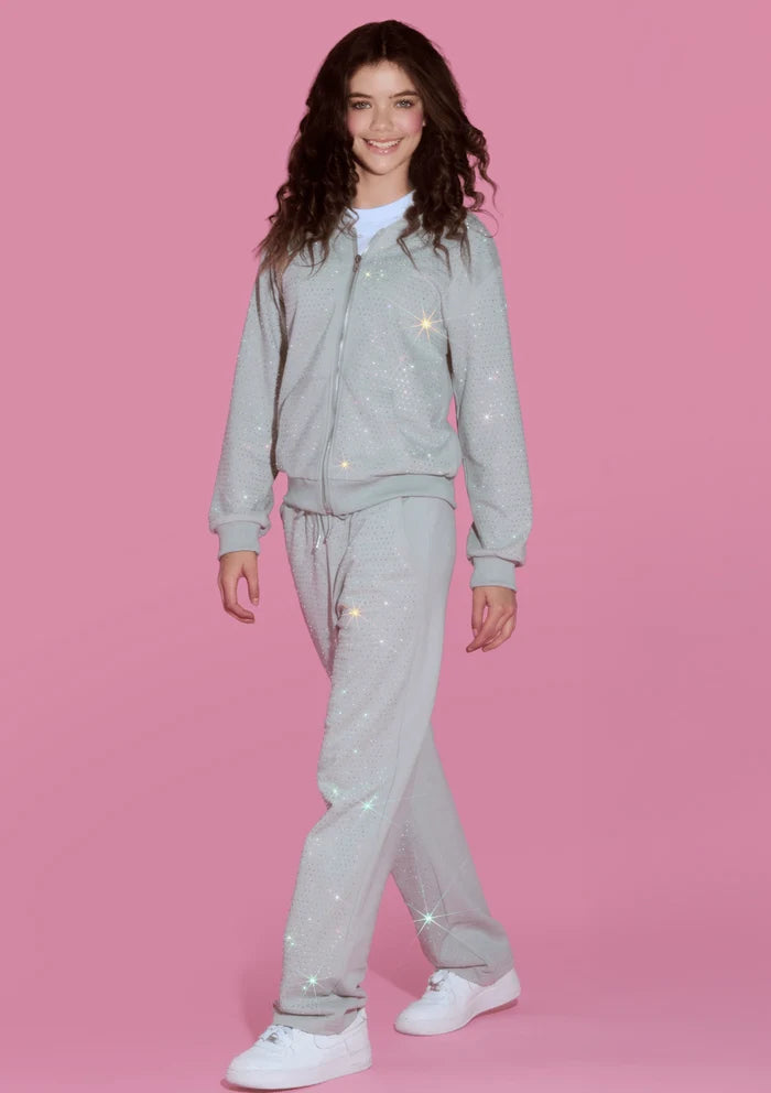 Lola + The Boys Grey Crystal Hoodie Set