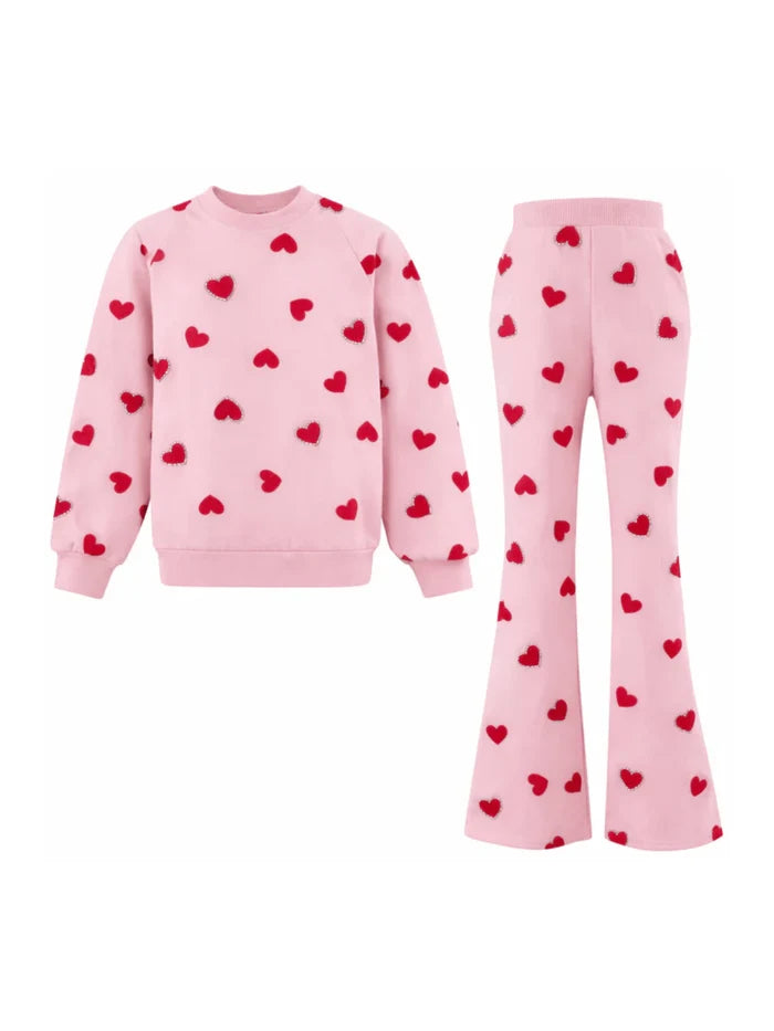 Lola + The Boys Pink Sparkle Sweetheart Lounge Set