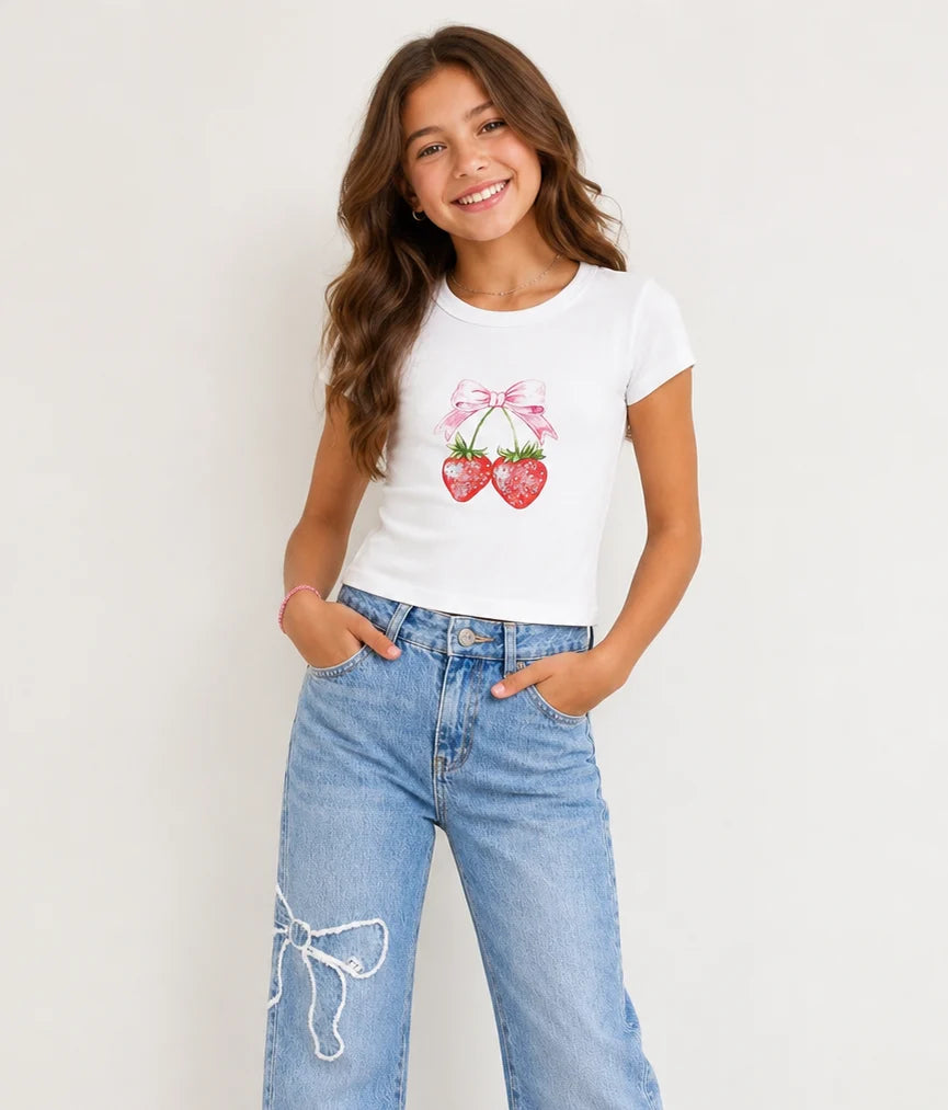 Katie J Rhinestone Strawberry Baby Tee