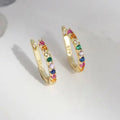 925 Silver And Gold Plated Set Coloured Zircon Huggie