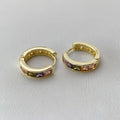 925 Silver And Gold Plated Set Colourful Zircon Hoop Earrings