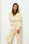 Katie J Dylan Tween Bow Zip Hoodie - Shabby Floral Taupe