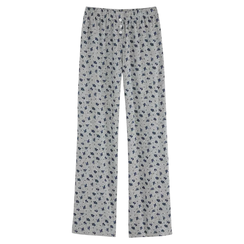 Katie J Tween Marina Lounge Pants- Heather Grey Navy Floral