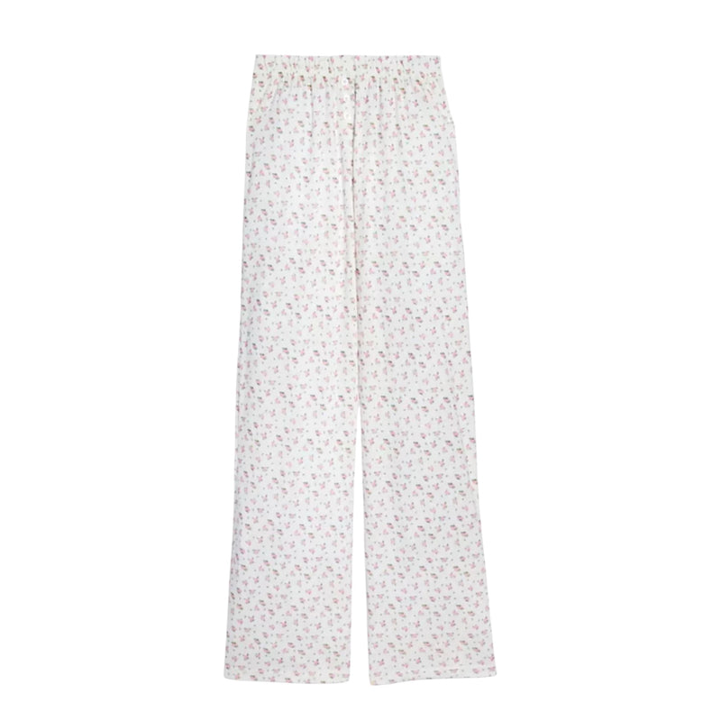 Katie J Marina Lounge Pants- Cream Rose Ditsy