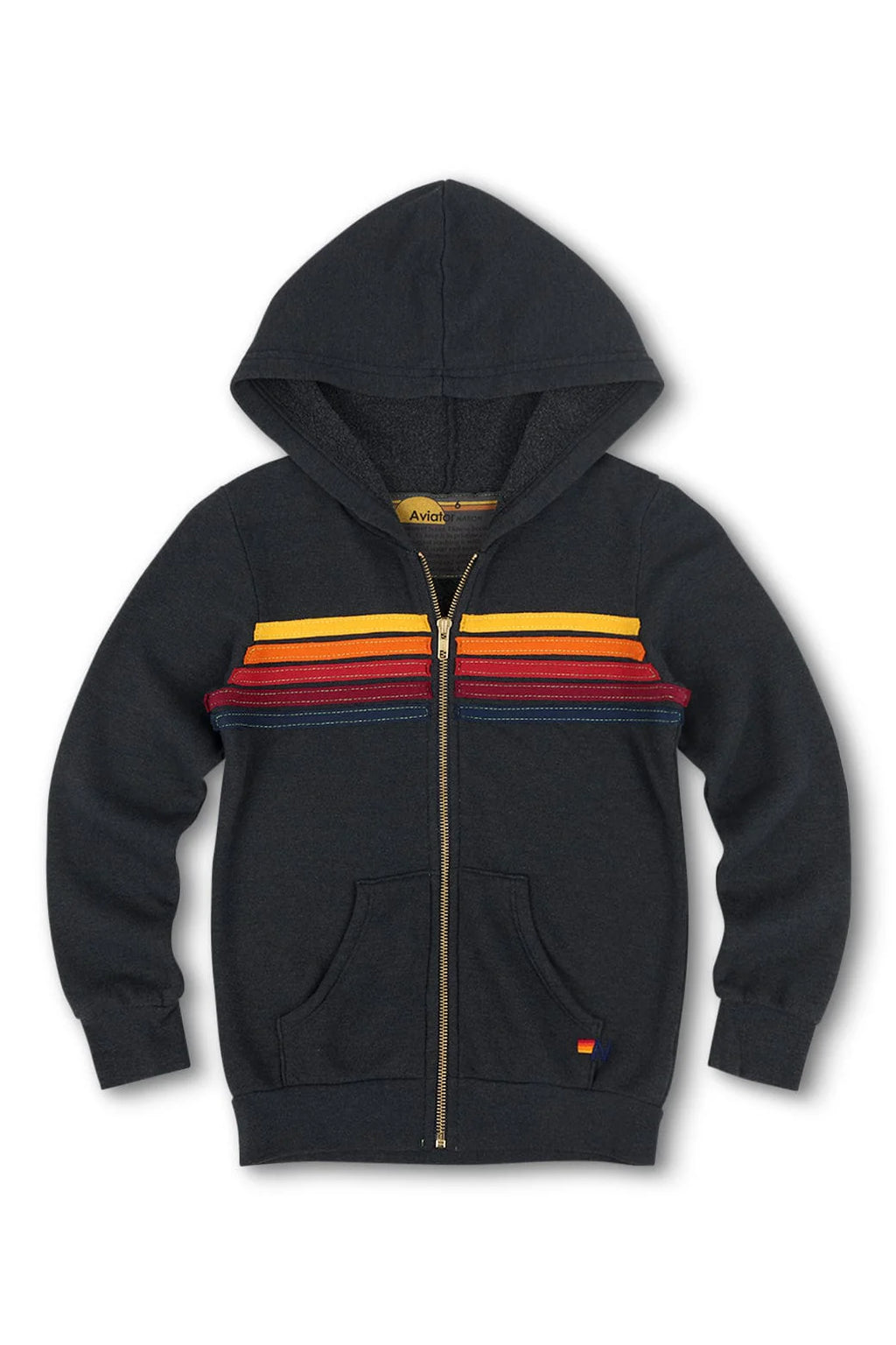 Aviator Nation 5 Stripe Kids Hoodie- Charcoal (Presale)