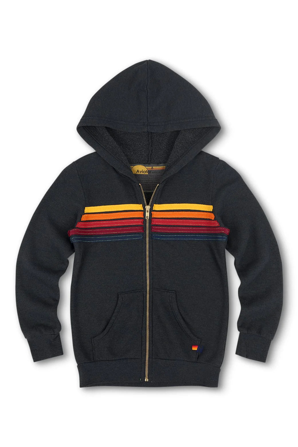 Aviator Nation 5 Stripe Kids Hoodie- Charcoal (Presale)