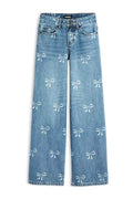 Katie J Chicago Bow Print Low Rise Jeans