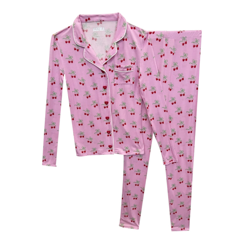Katie J Maia PJ Set- Cherry Bow