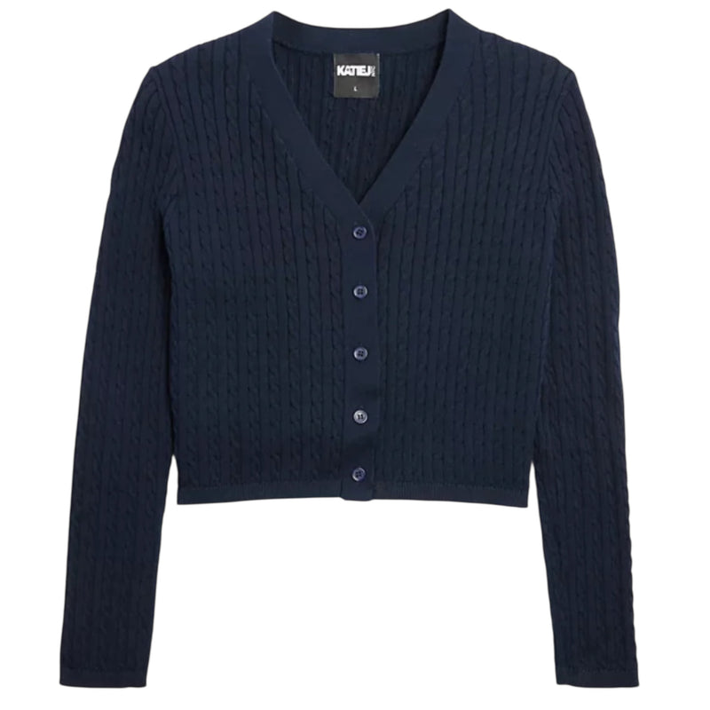 Katie J Rory V Neck Cardigan- Evening Blue