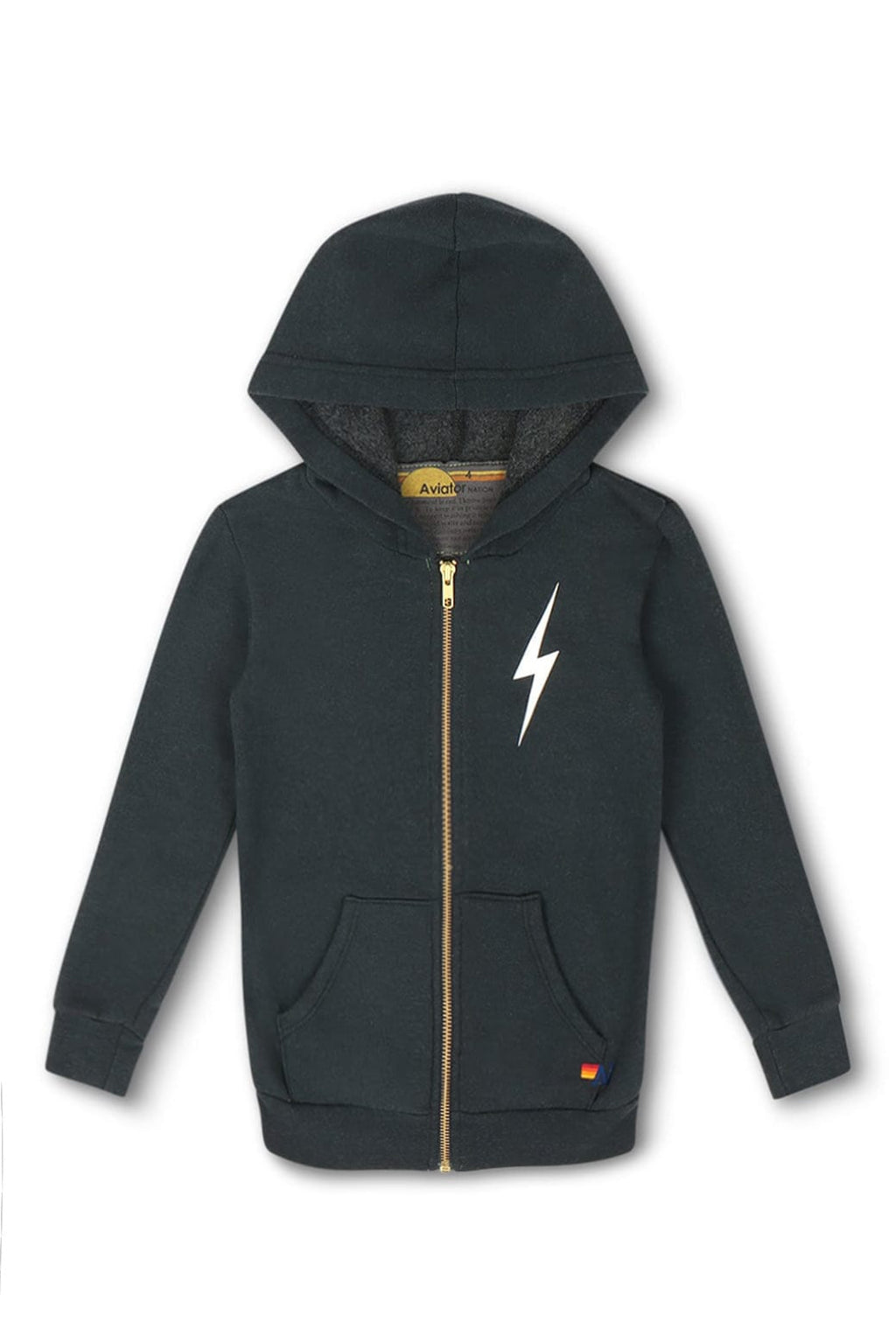 Aviator Nation Bolt Print Zip Hoodie- Charcoal (Presale)
