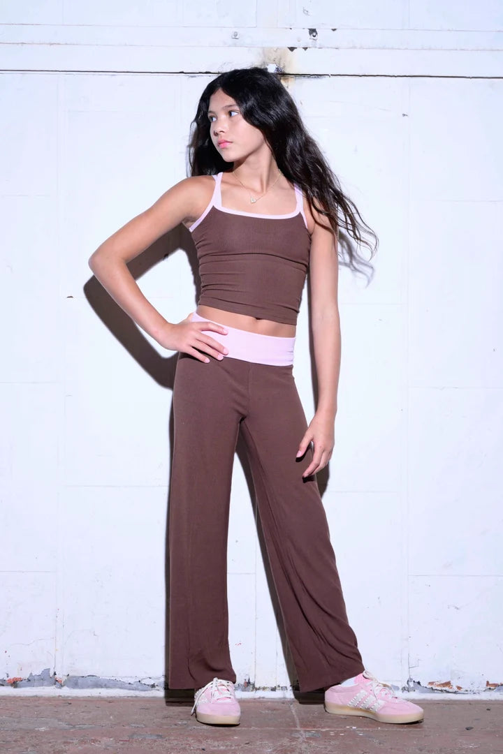 Katie J Livi Racer Back Cami - Espresso/baby pink