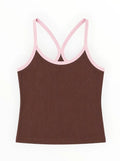 Katie J Livi Racer Back Cami - Espresso/baby pink