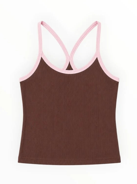 Katie J Livi Racer Back Cami - Espresso/baby pink