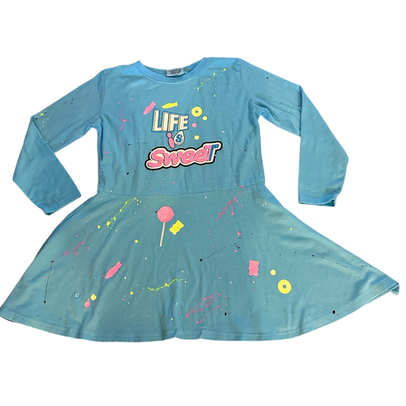 Firehouse Life is Sweet Splatter  Dress- Turquoise