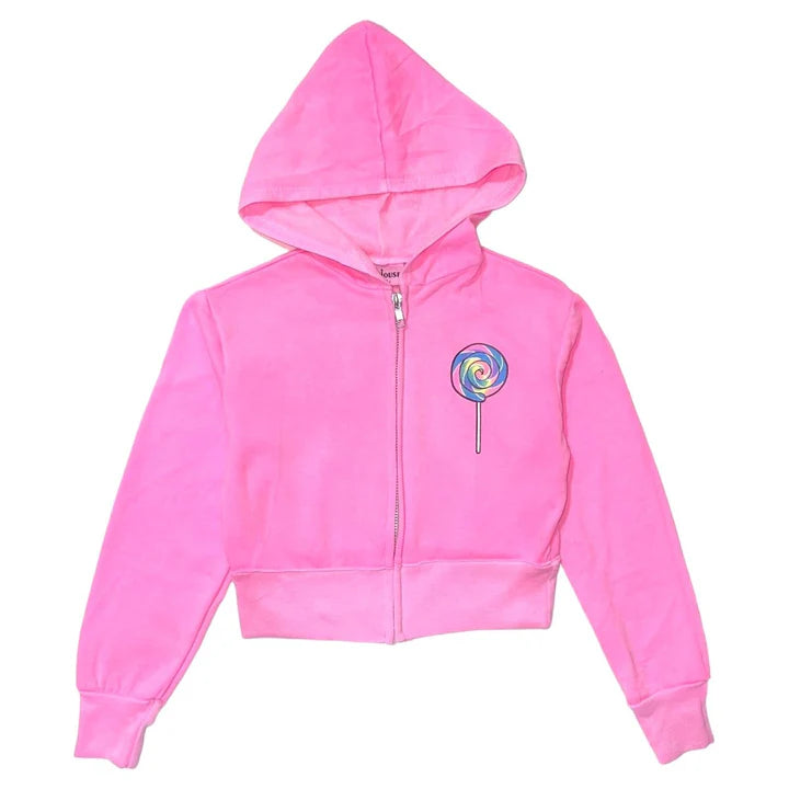 Firehouse Rainbow Lollipop Swirl Sweatshirt-Neon Pink