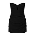 Katie J Aliyah Twist Front Strapless Dress- Black
