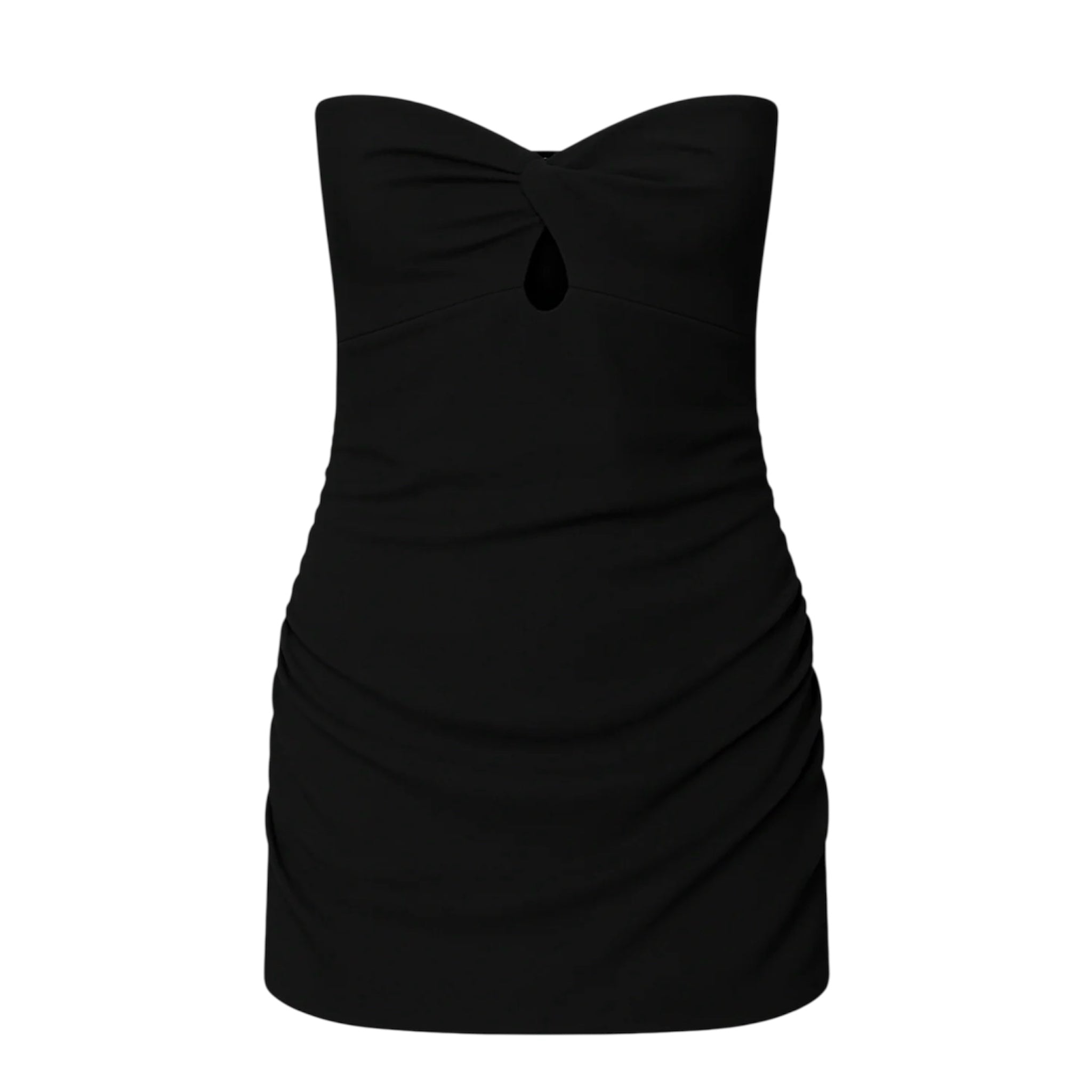 Katie J Aliyah Twist Front Strapless Dress- Black