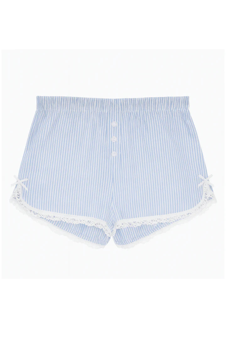 Katie J Caprice Lace Trimmed Shorts - Baby Blue Stripe