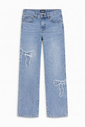 Katie J Distressed Bow Appliqué Jean
