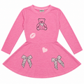 Firehouse Bandana Bow And Teddy Long Sleeve Dress
