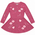 Firehouse Lip And Heart Splatter Long Sleeve Dress