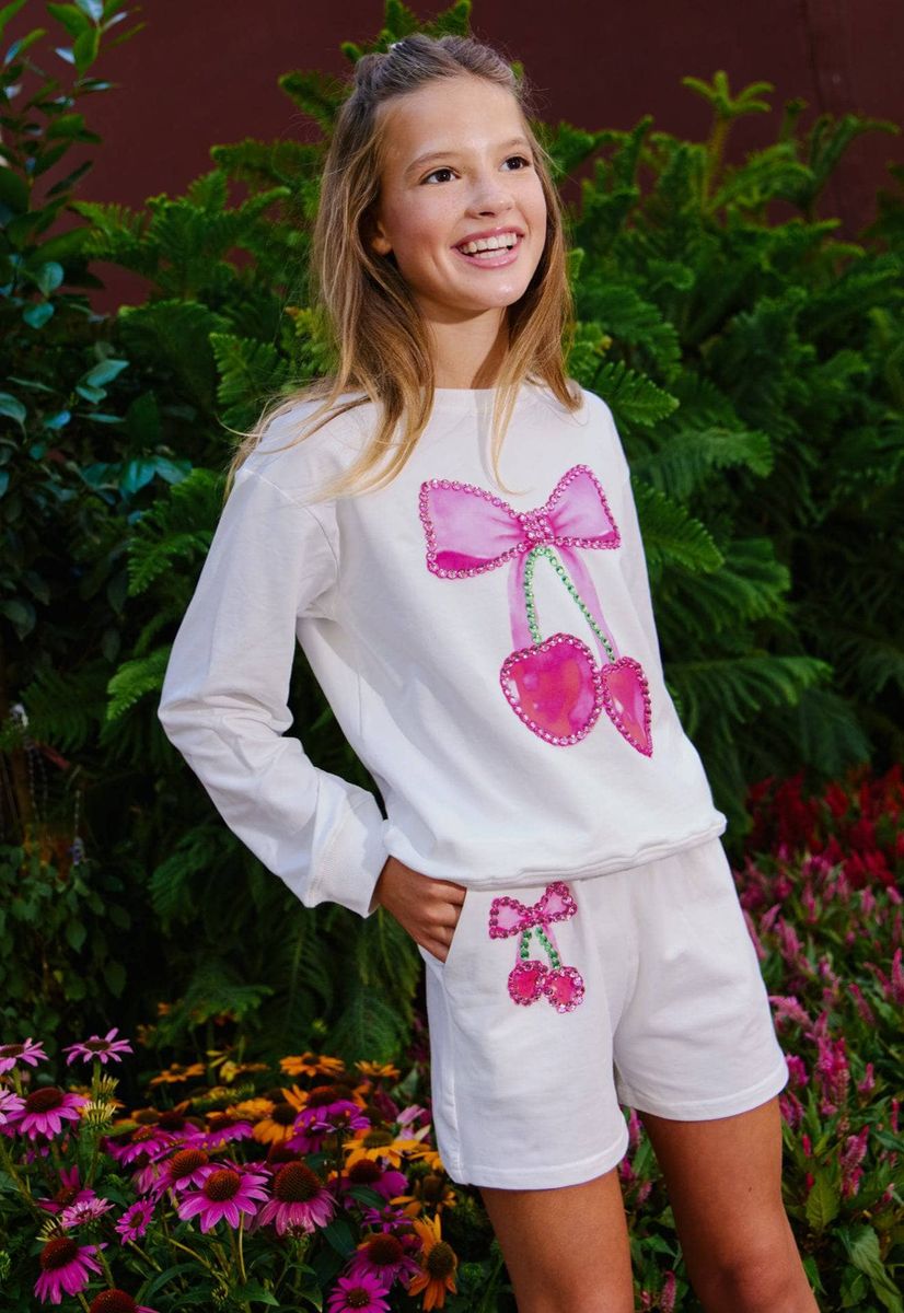 Lola And The Boys Crystal Cherry Bow Short Set