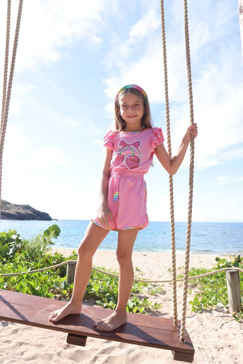 Lola And The Boys Crystal Cherry Ruffle Short Set