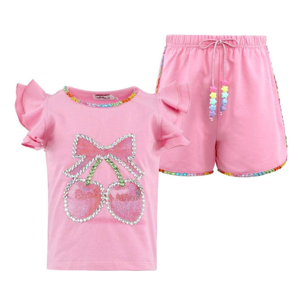 Lola And The Boys Crystal Cherry Ruffle Short Set