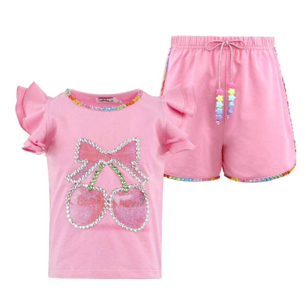 Lola And The Boys Crystal Cherry Ruffle Short Set