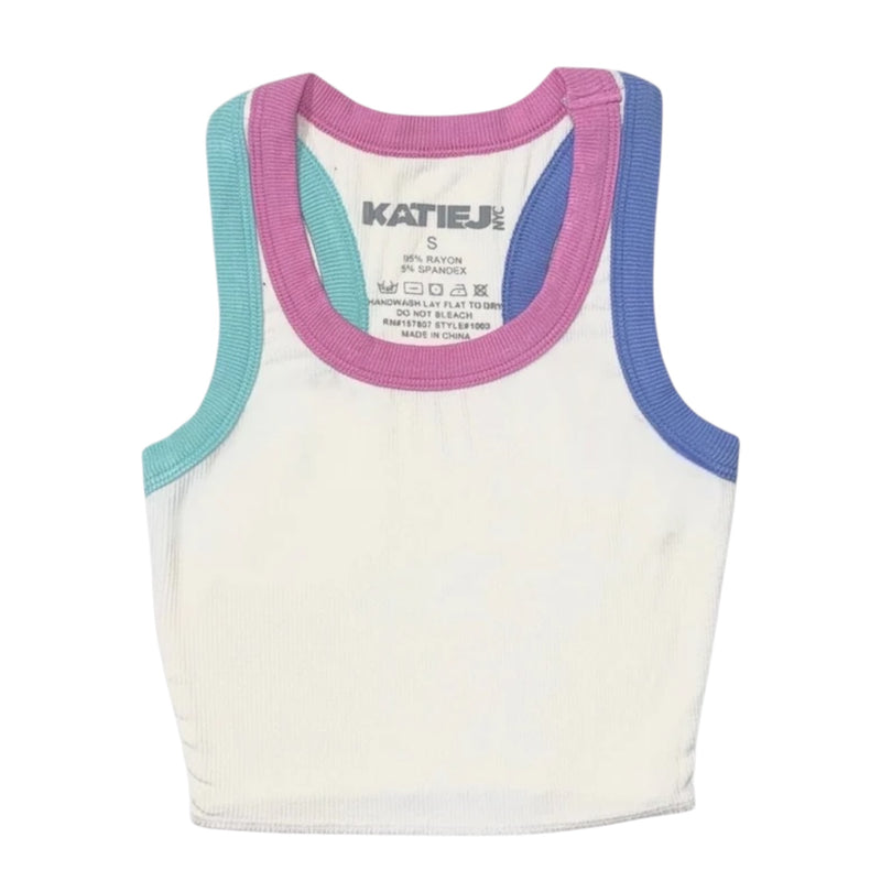 Katie J Livi Ribbed Tank- Multi Trim