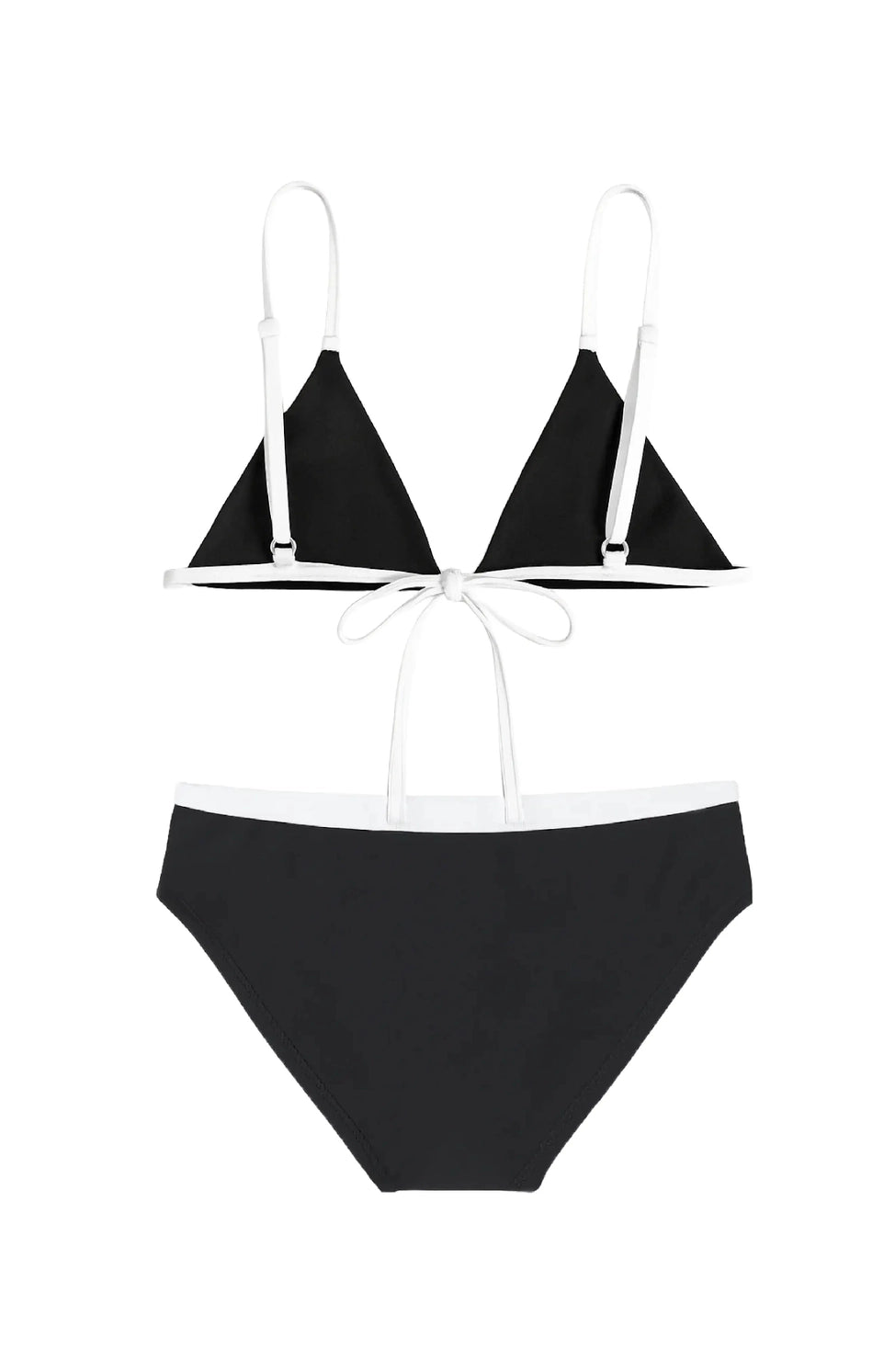 Limeapple Collins Black and White Triangle String Bikini Swimsuit