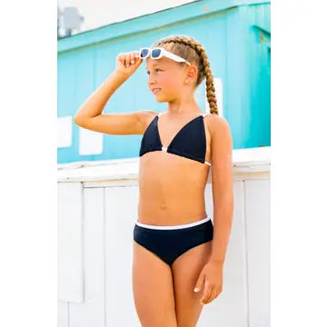 Limeapple Collins Black and White Triangle String Bikini Swimsuit