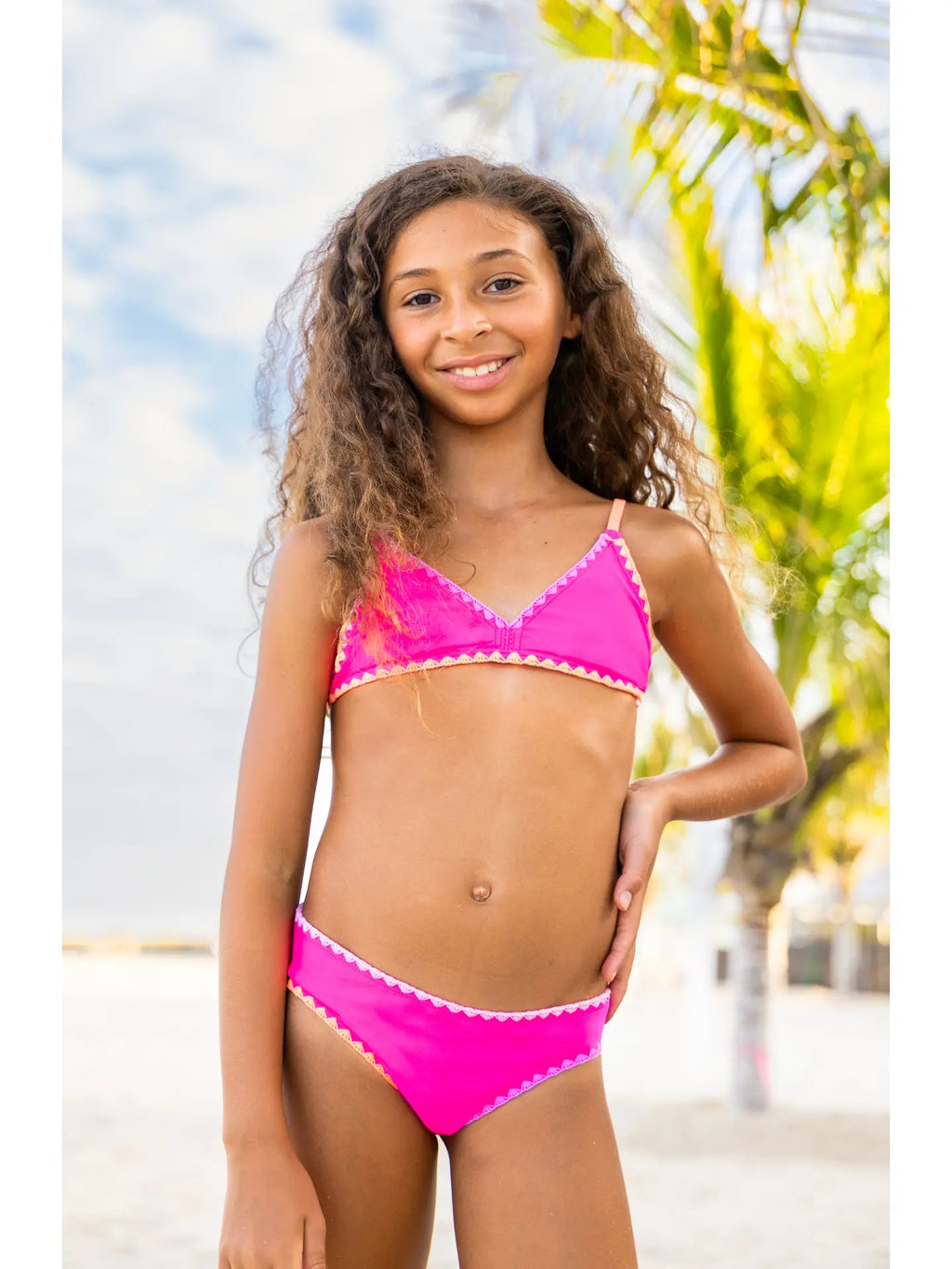 Limeapple Rani Embroidered Bikini Swimsuit - Fuchsia