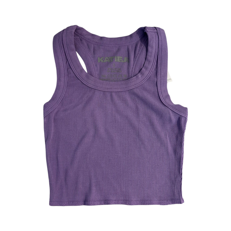 Katie J Livi Ribbed Crop Tank Top- Purple