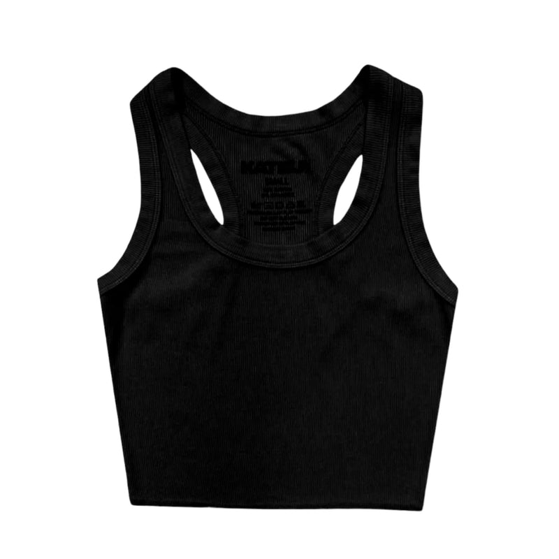 Katie J Livi Ribbed Crop Tank Top- Black