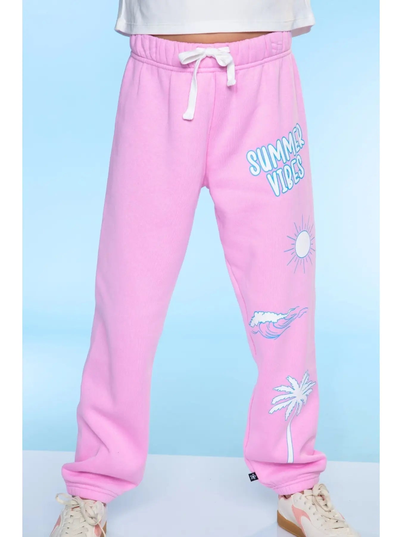 Pixielane Cloud Soft French Terry Sweatpant-Pink Palm