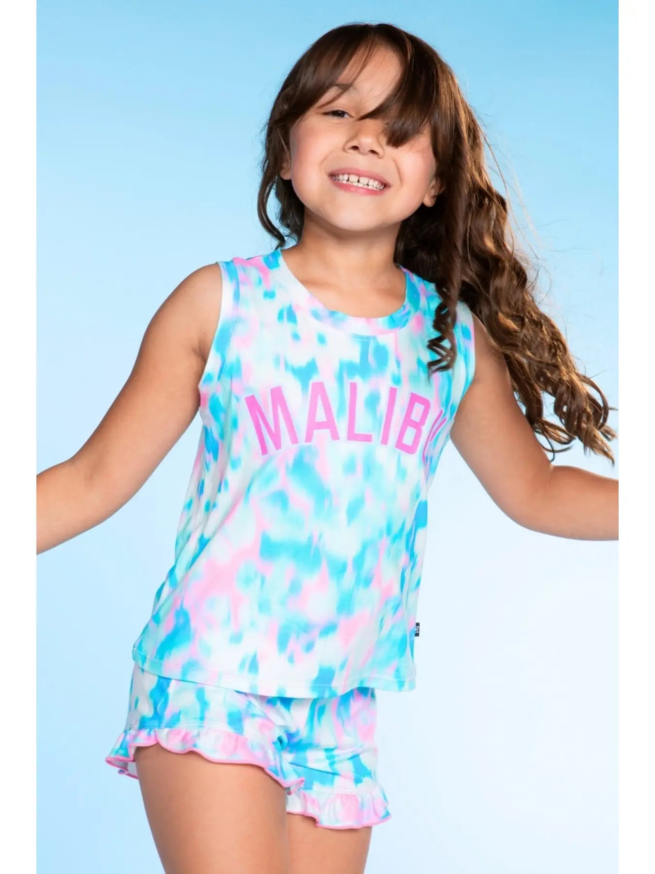 Pixielane Simply Soft Easy Tank-Blue Neon Pink Malibu