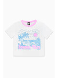 Pixielane Simply Soft Easy Tee-White Pink Beach