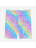 Pixielane High Shine Biker Short- Silver Rainbow Gummy Bear