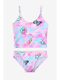 Pixielane High Shine Tankini- Pastel Rainbow Tie Dye Emoji