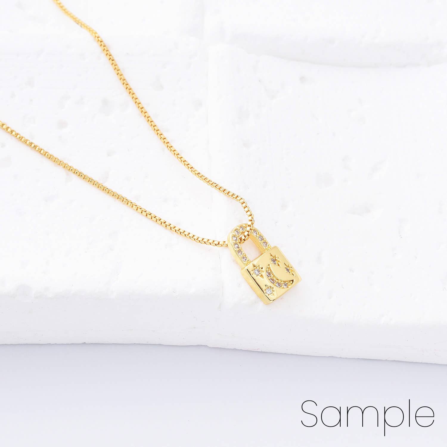 Cz Padlock Star Moon Charm