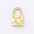 Cz Padlock Star Moon Charm