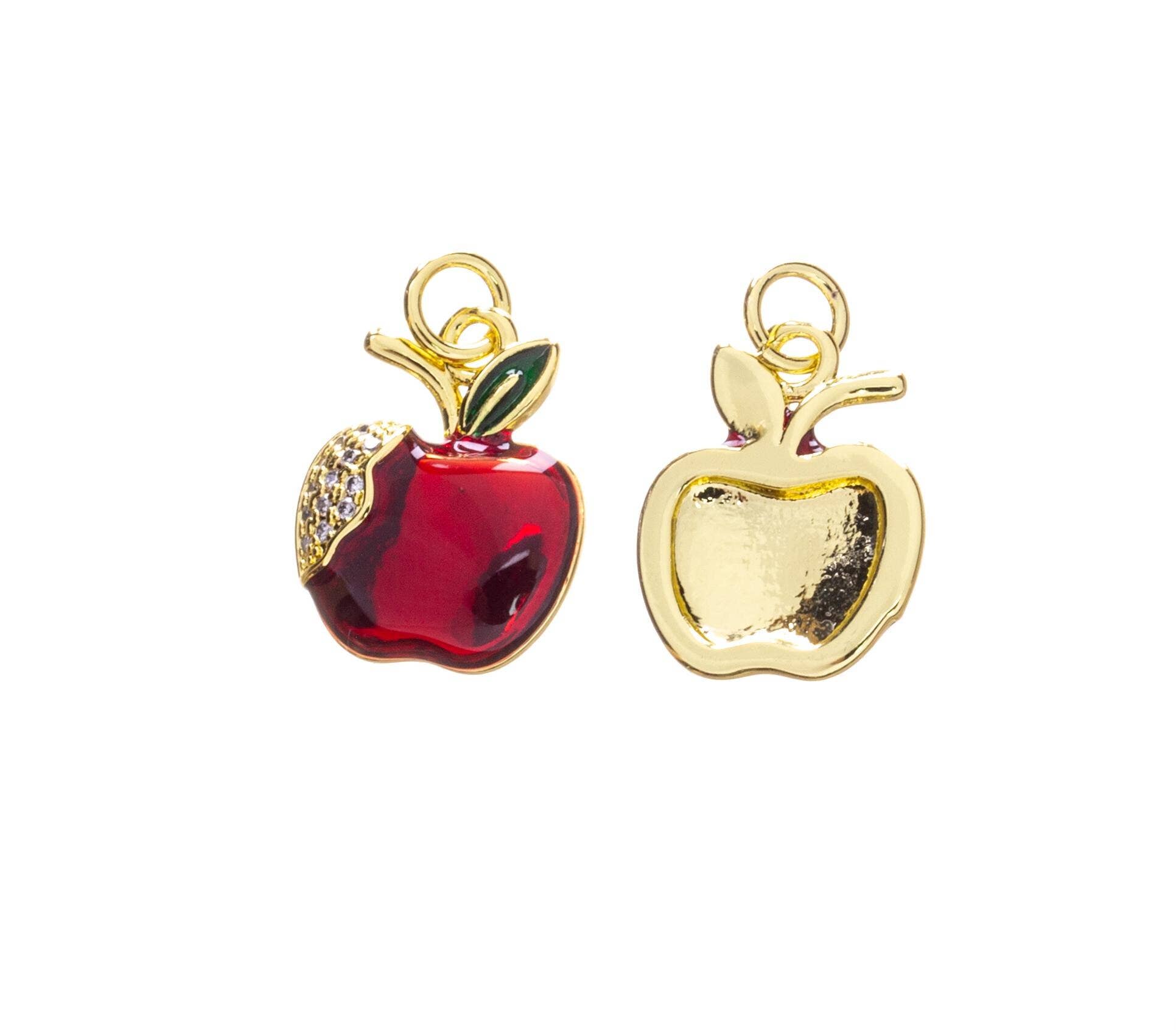 Cz Gold Apple Charm