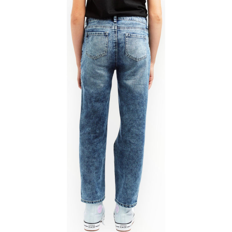 Tractr High Rise Destructed Straight Leg Jean