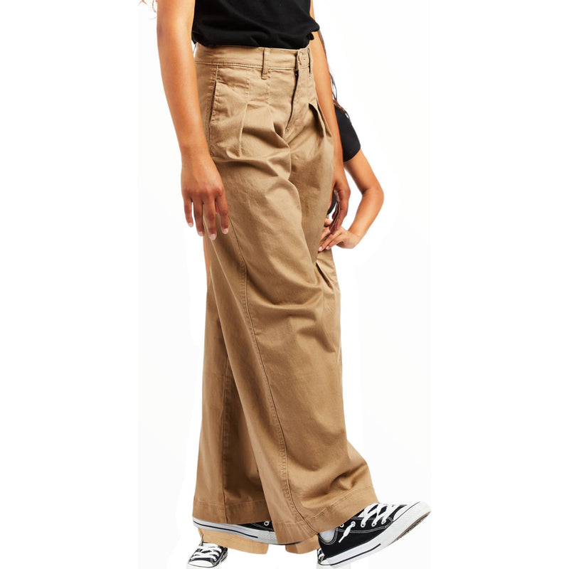 Tractr High Rise Pleated Wide Leg In Khaki