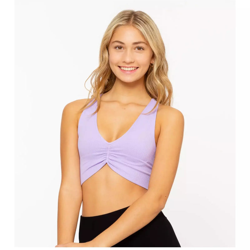 Malibu Sugar Rouched Lilac Crop Sleeveless Top